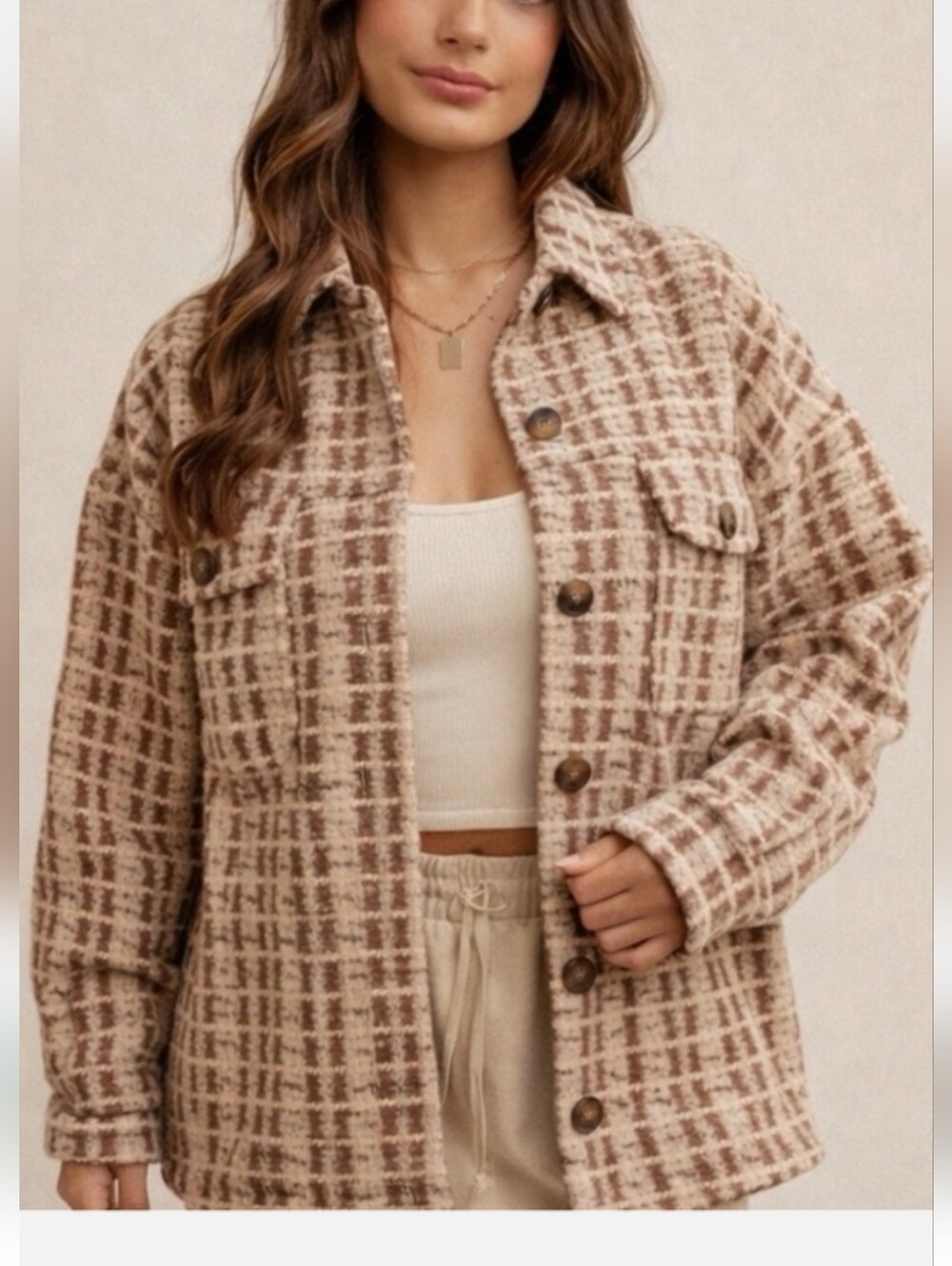 Plaid Button-Up Tweed Shacket